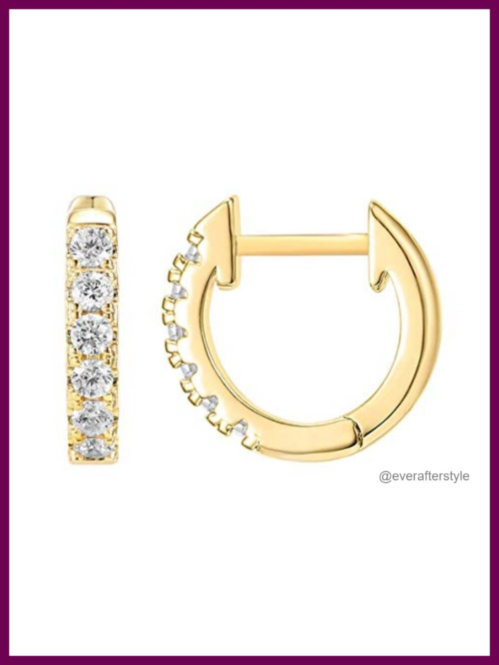 18K Gold Plated Vermeil Huggie Hoop Earrings with Cubic Zirconia
